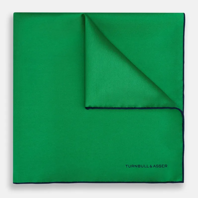Green Piped Silk Pocket Square sold by Turnbull & Asser