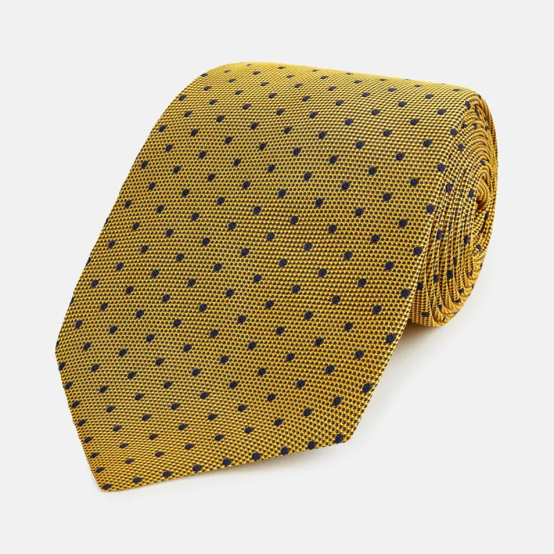Purple and yellow Micro Dot Silk Tie sold by Turnbull & Asser