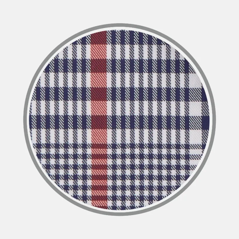 Navy and Red Prince of Wales Wide Check Cotton Fabric sold by Turnbull & Asser