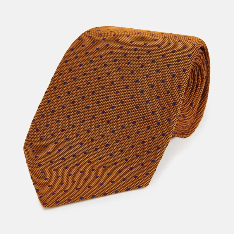 Purple and Orange Micro Dot Silk Tie sold by Turnbull & Asser