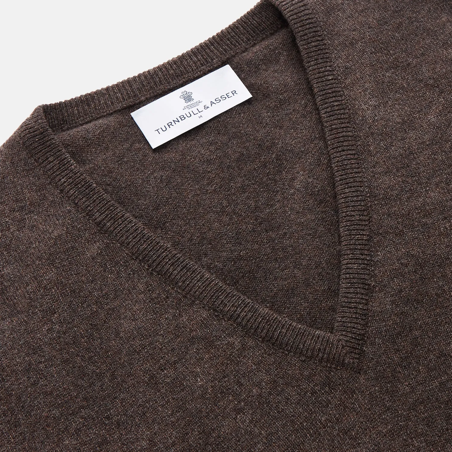 Brown Cashmere V-neck Paden Jumper sold by Turnbull & Asser product image thumbnail 2