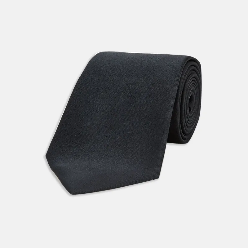 Black Plain Satin Silk Tie sold by Turnbull & Asser