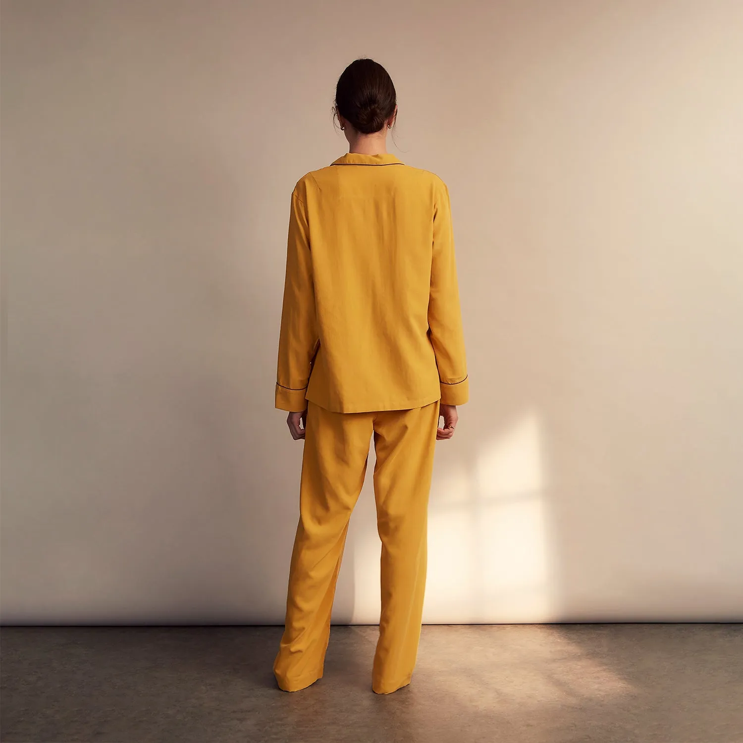 Women's Gold Silk Harriet Pyjamas Set sold by Turnbull & Asser product image thumbnail 4