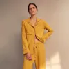 Women's Gold Silk Harriet Pyjamas Set sold by Turnbull & Asser