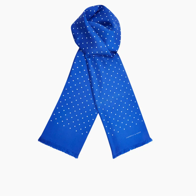 Royal Blue and White Spotted Silk Scarf sold by Turnbull & Asser product image thumbnail 3