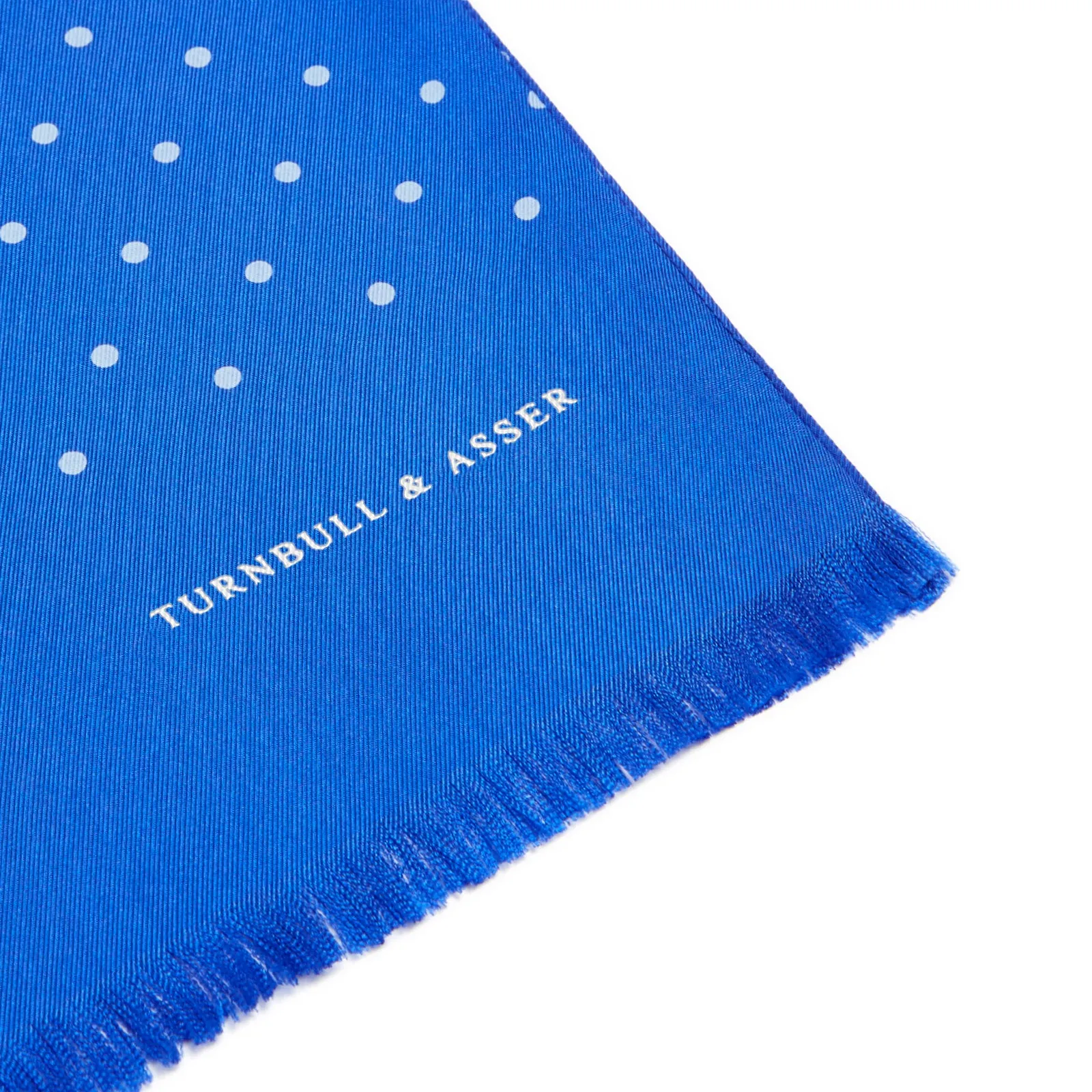 Royal Blue and White Spotted Silk Scarf sold by Turnbull & Asser product image thumbnail 2