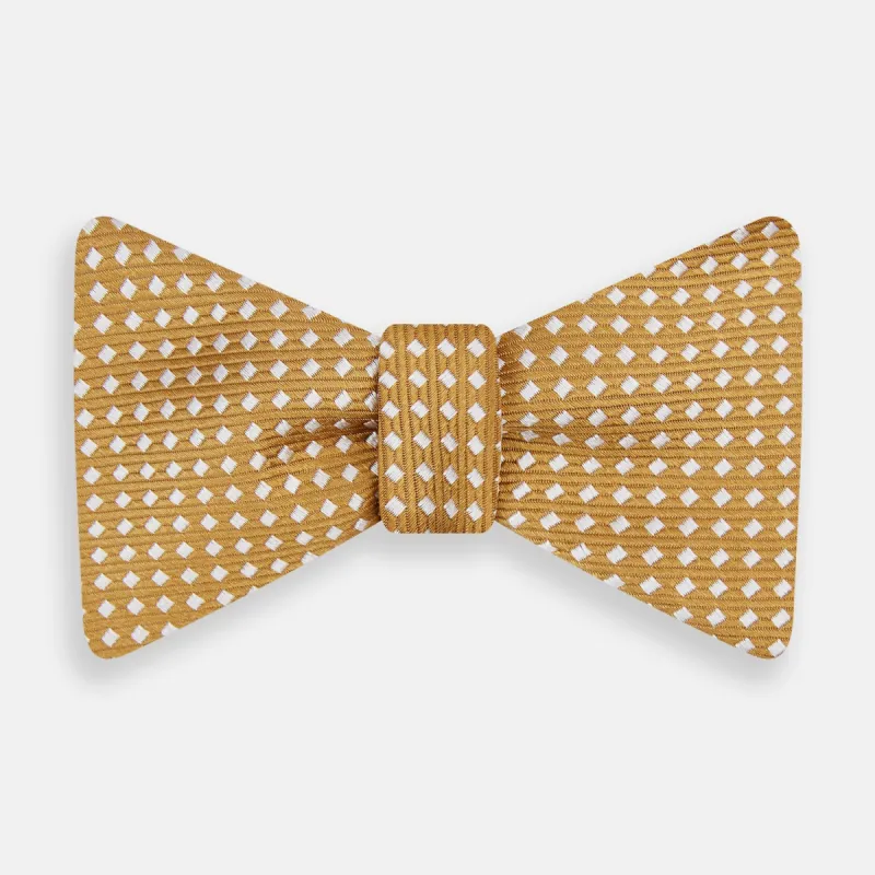 Camel and White Diamond Silk Bow Tie sold by Turnbull & Asser