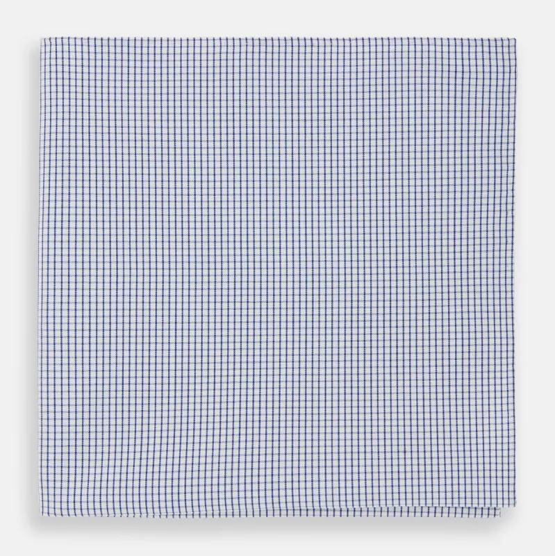 Hand Rolled Navy Graph Check Handkerchief sold by Turnbull & Asser