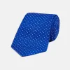 Slim Royal Blue and White Small Spot Printed Silk Tie sold by Turnbull & Asser