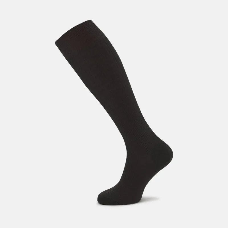 Chocolate Brown Long Merino Wool Socks sold by Turnbull & Asser