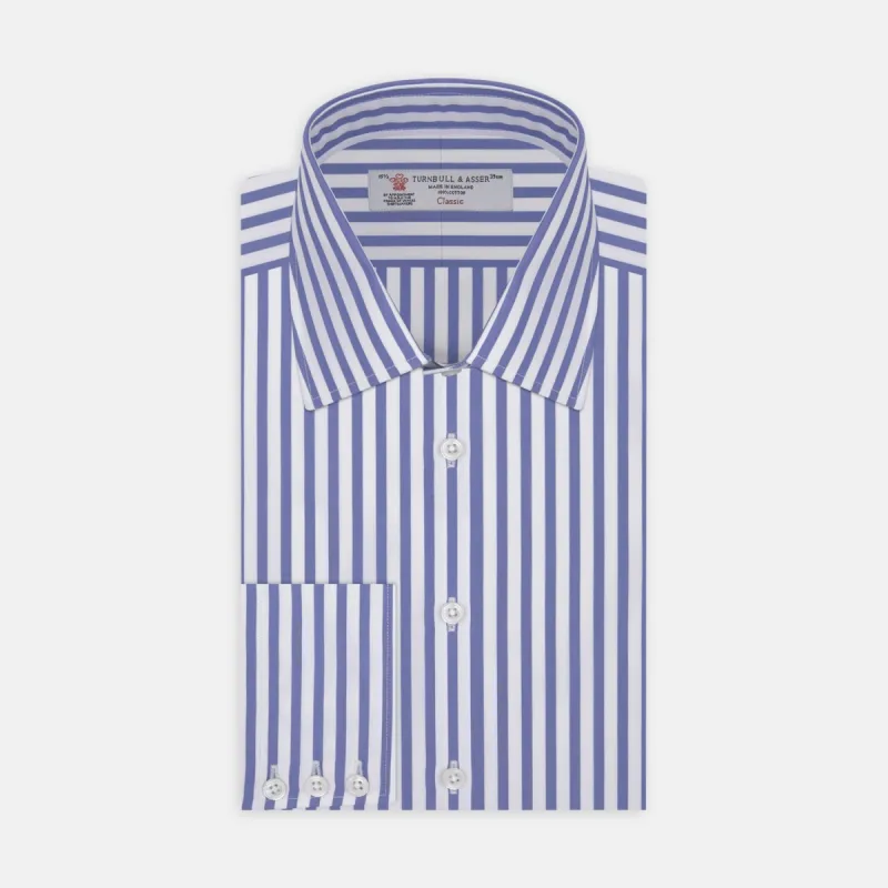 Blue and White Candy Stripe Shirt with T&A Collar and 3-Button Cuffs sold by Turnbull & Asser