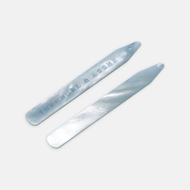 Blue Mother-of-Pearl Collar Stays sold by Turnbull & Asser