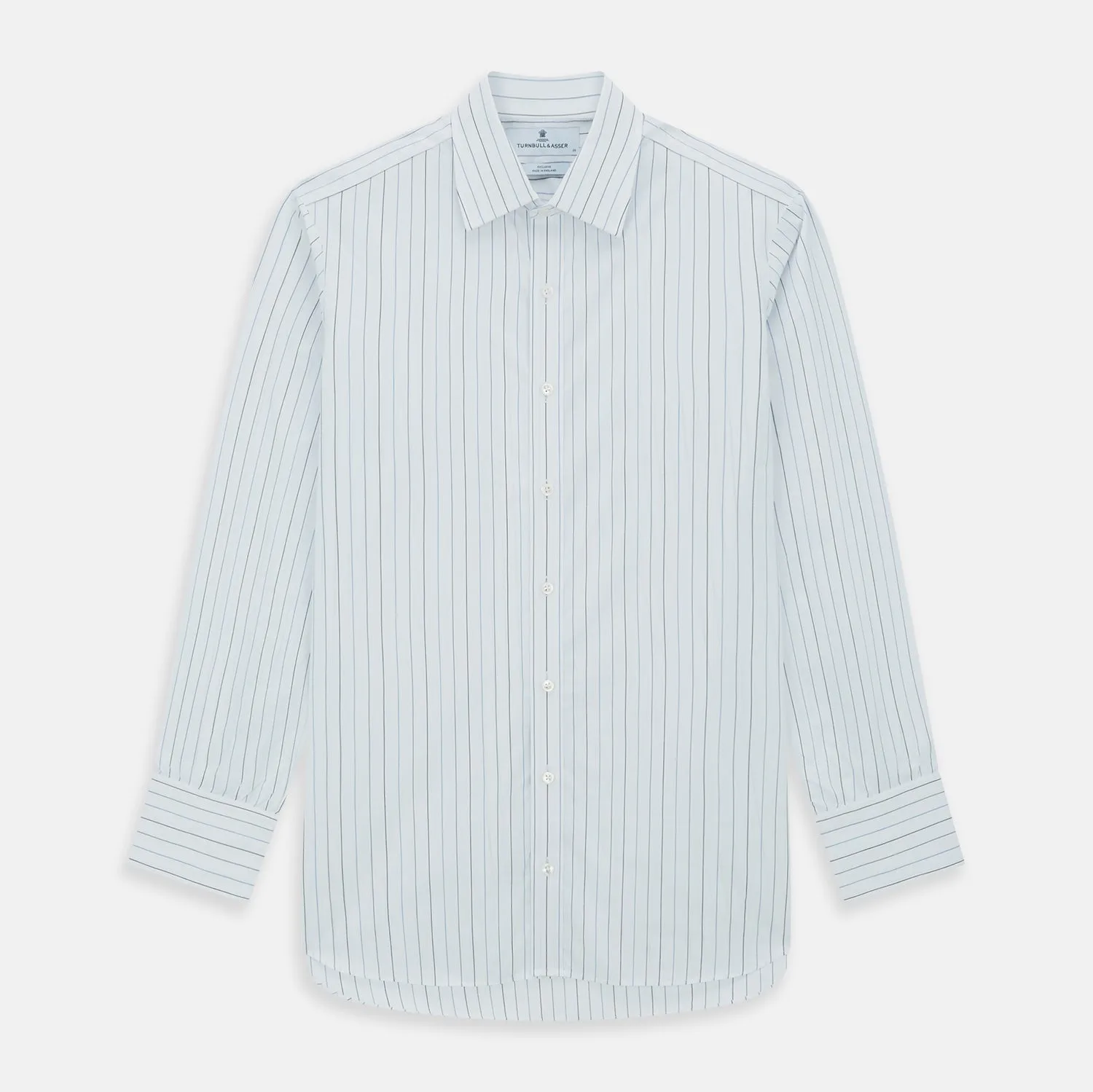 Blue Wide Pinstripe Mayfair Shirt sold by Turnbull & Asser