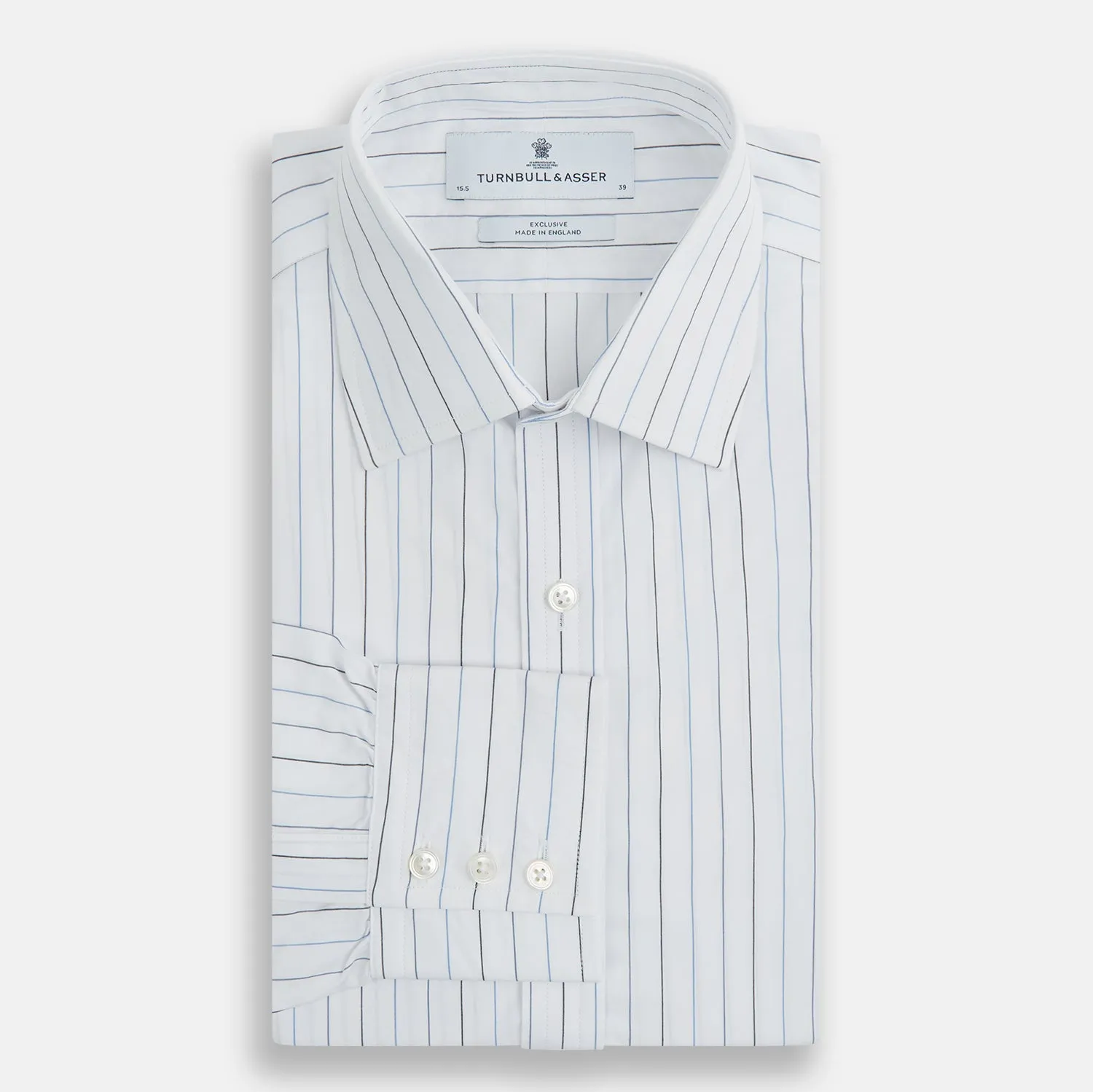 Blue Wide Pinstripe Mayfair Shirt sold by Turnbull & Asser product image thumbnail 5