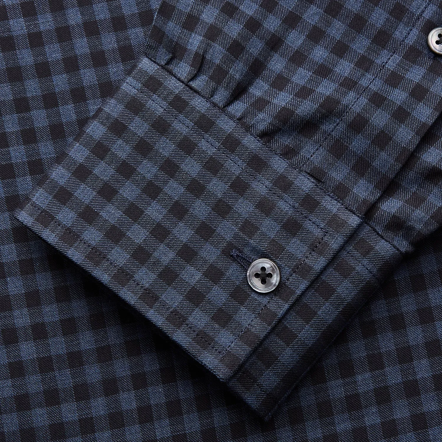 Navy Check Cotton Weekend Fit Blake Shirt sold by Turnbull & Asser product image thumbnail 4