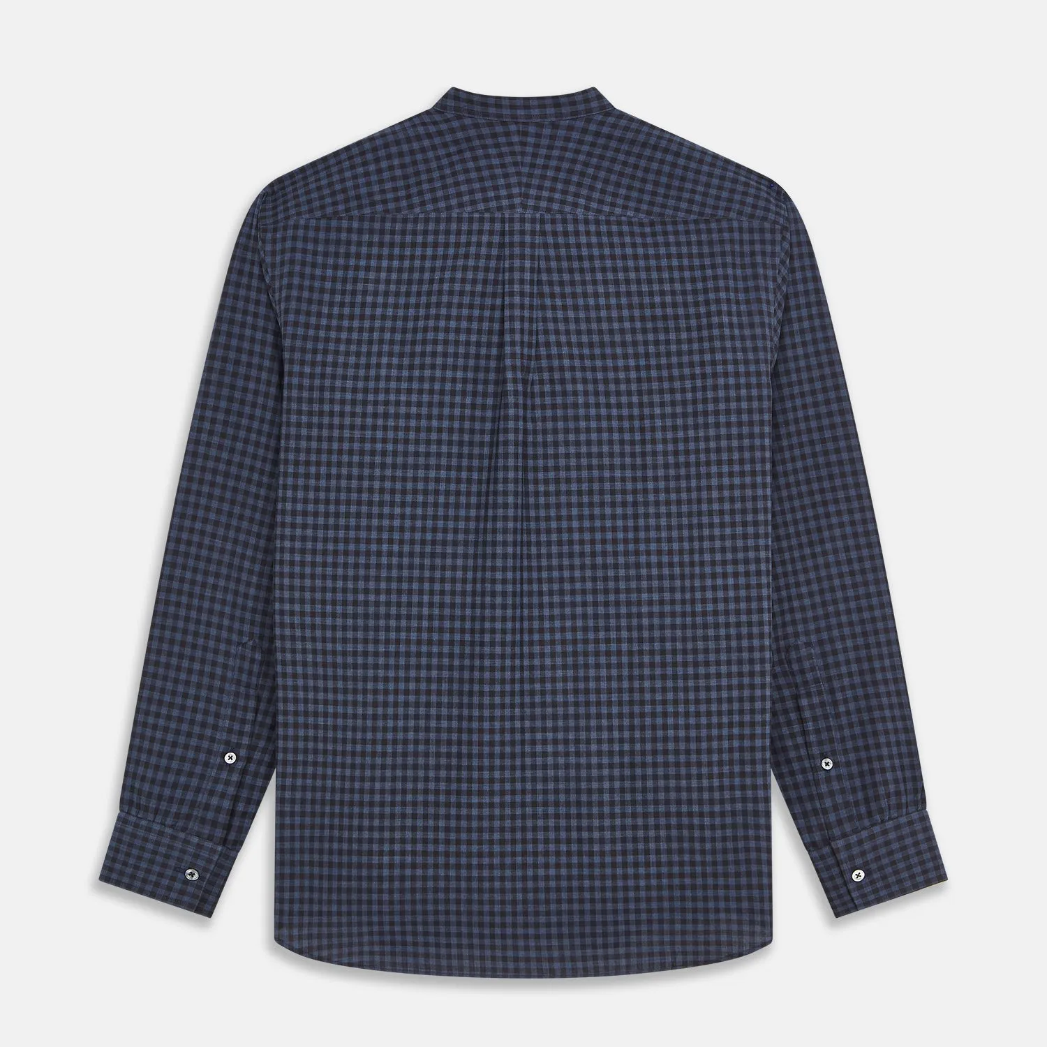 Navy Check Cotton Weekend Fit Blake Shirt sold by Turnbull & Asser product image thumbnail 5