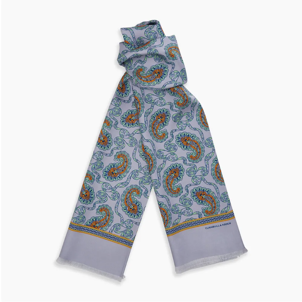 Light Blue Paisley Silk Lawton Scarf sold by Turnbull & Asser product image thumbnail 3