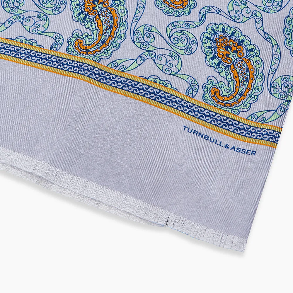 Light Blue Paisley Silk Lawton Scarf sold by Turnbull & Asser product image thumbnail 2