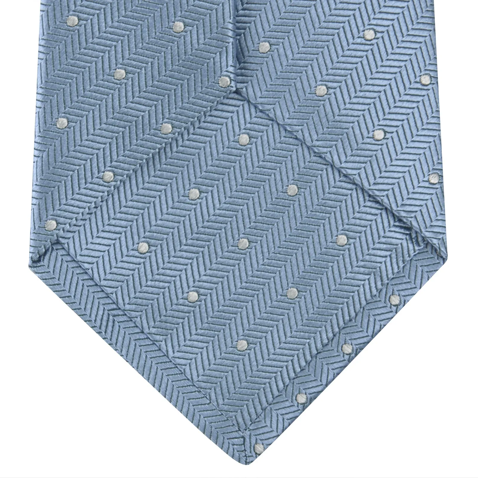 Ice Blue and White Small Spot Herringbone Silk Tie sold by Turnbull & Asser product image thumbnail 4