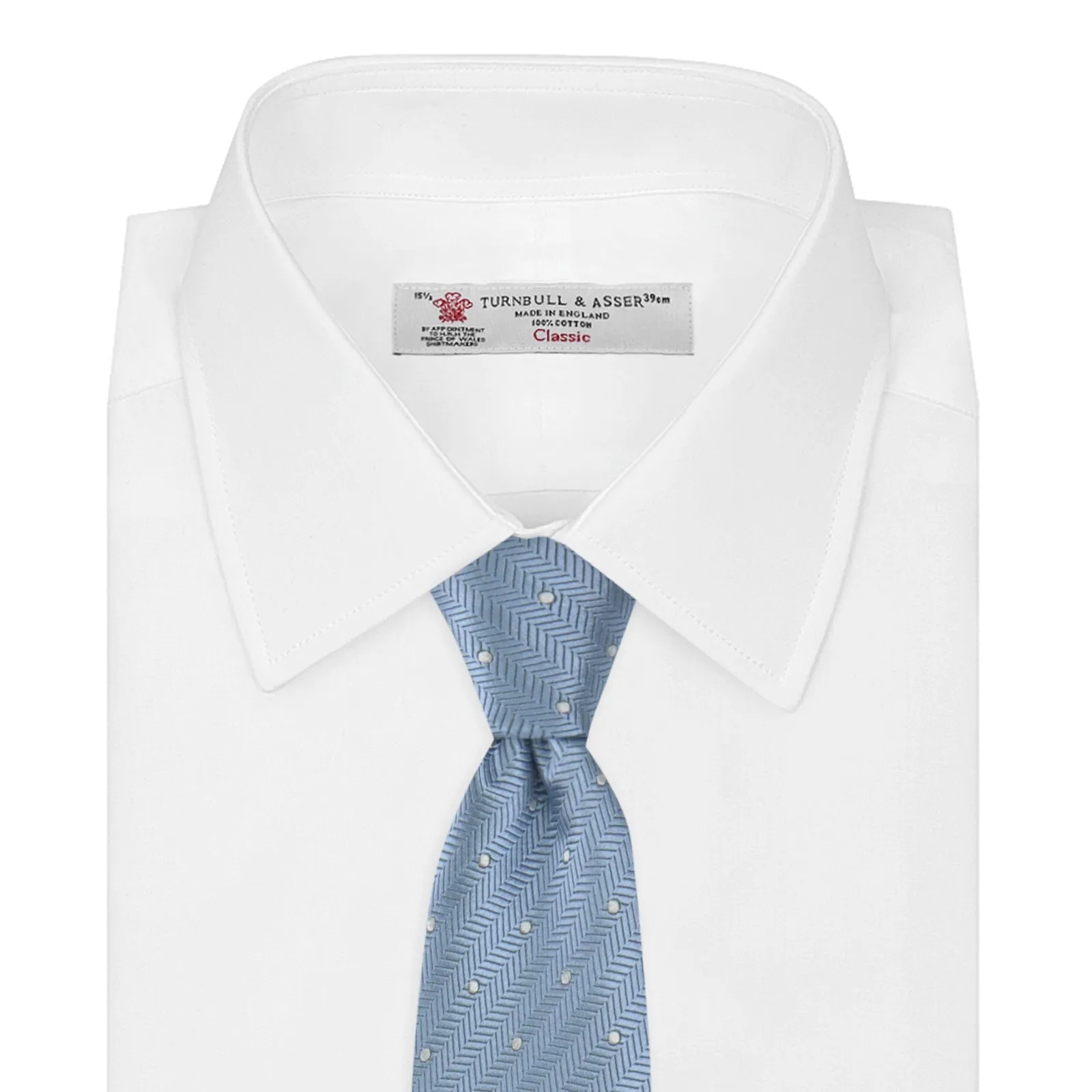 Ice Blue and White Small Spot Herringbone Silk Tie sold by Turnbull & Asser product image thumbnail 2