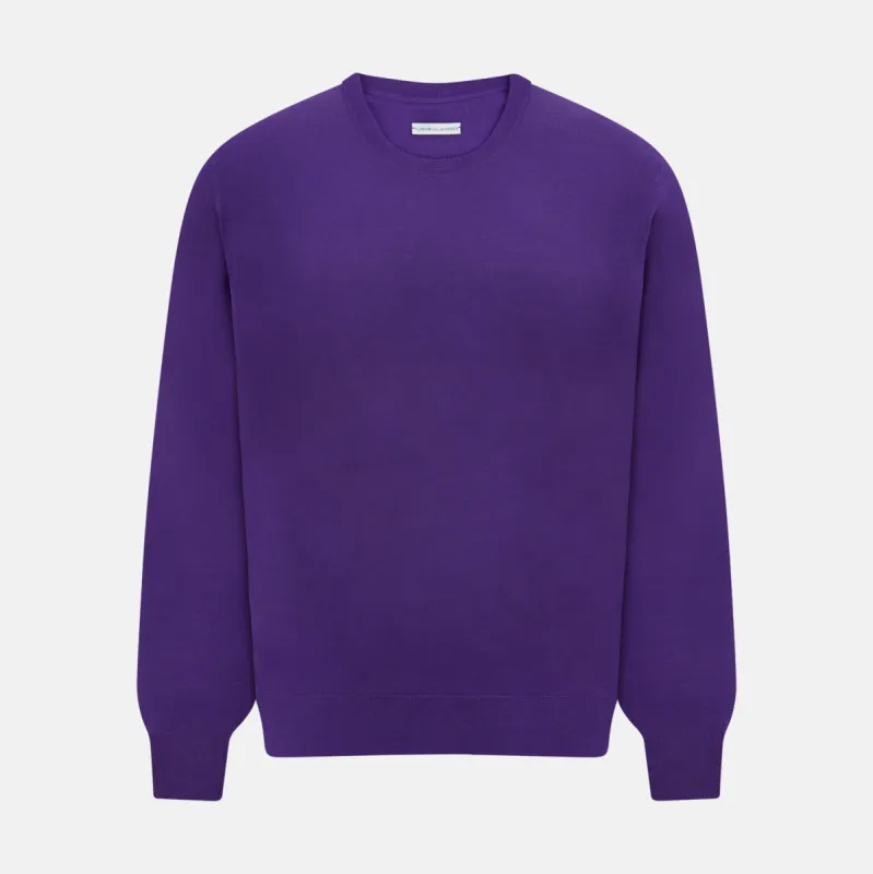 Purple Merino Round Neck Jumper sold by Turnbull & Asser