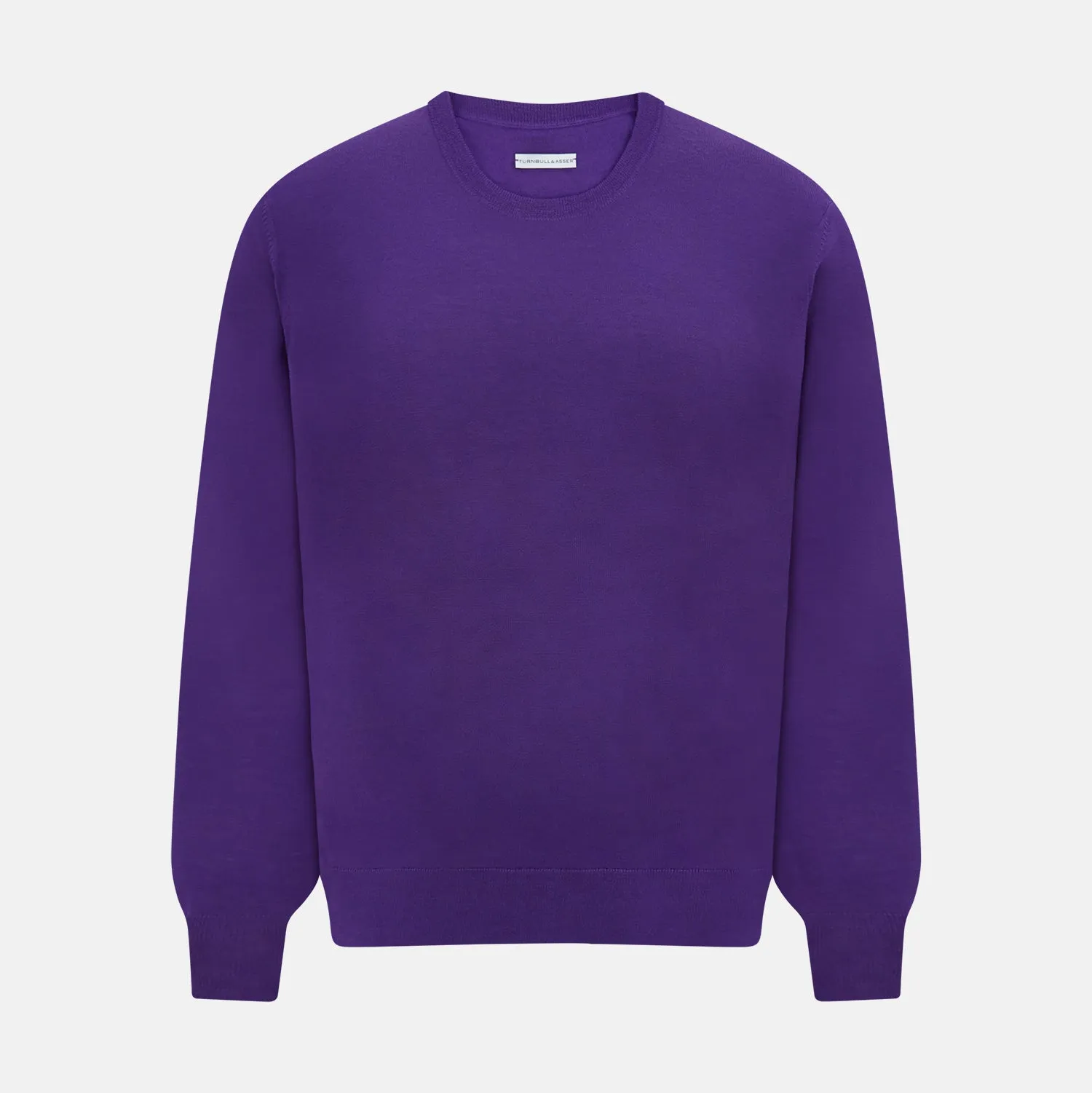 Purple Merino Round Neck Jumper sold by Turnbull & Asser