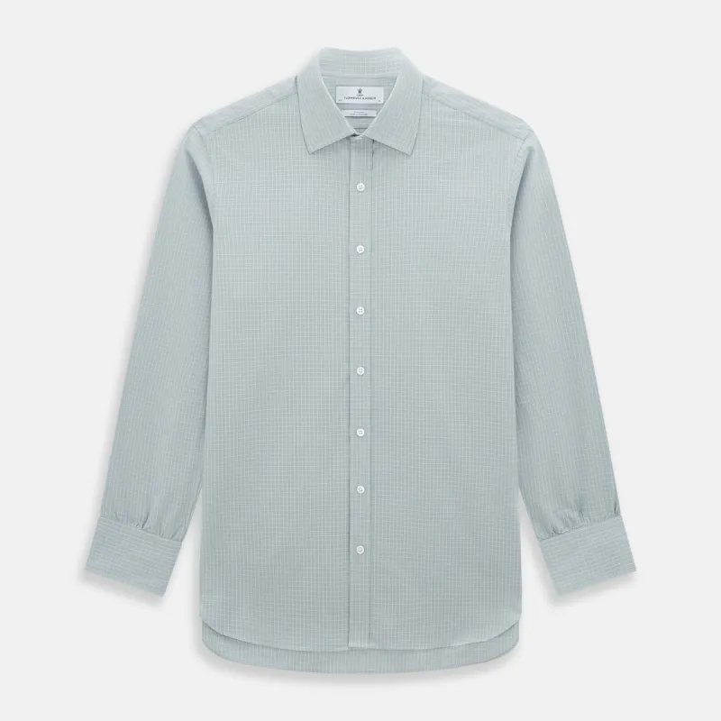 Pale Blue Fine Check Mayfair Shirt sold by Turnbull & Asser