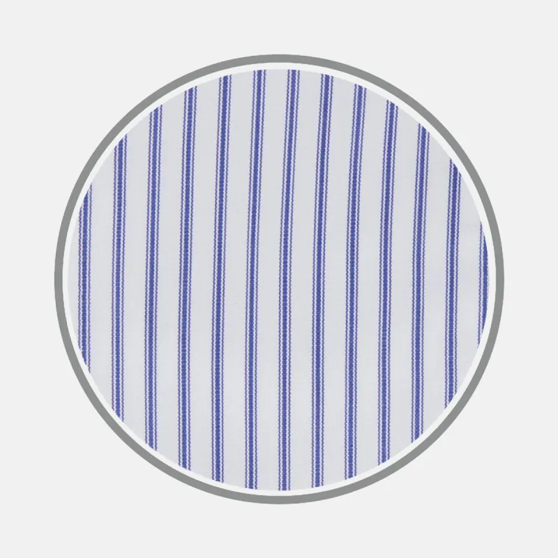 Navy Centre Stripe Cotton Fabric sold by Turnbull & Asser