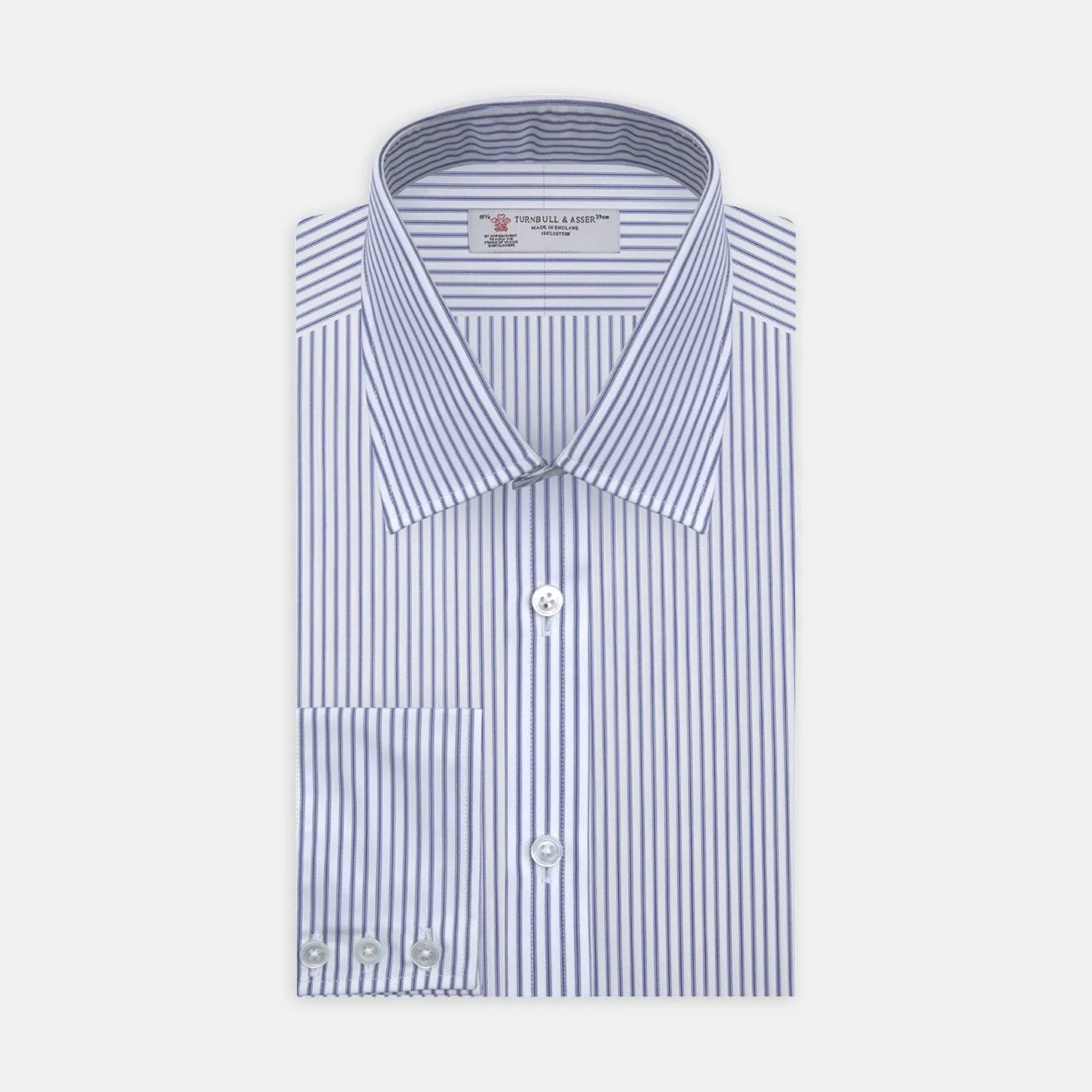 Navy Centre Stripe Cotton Fabric sold by Turnbull & Asser product image thumbnail 2