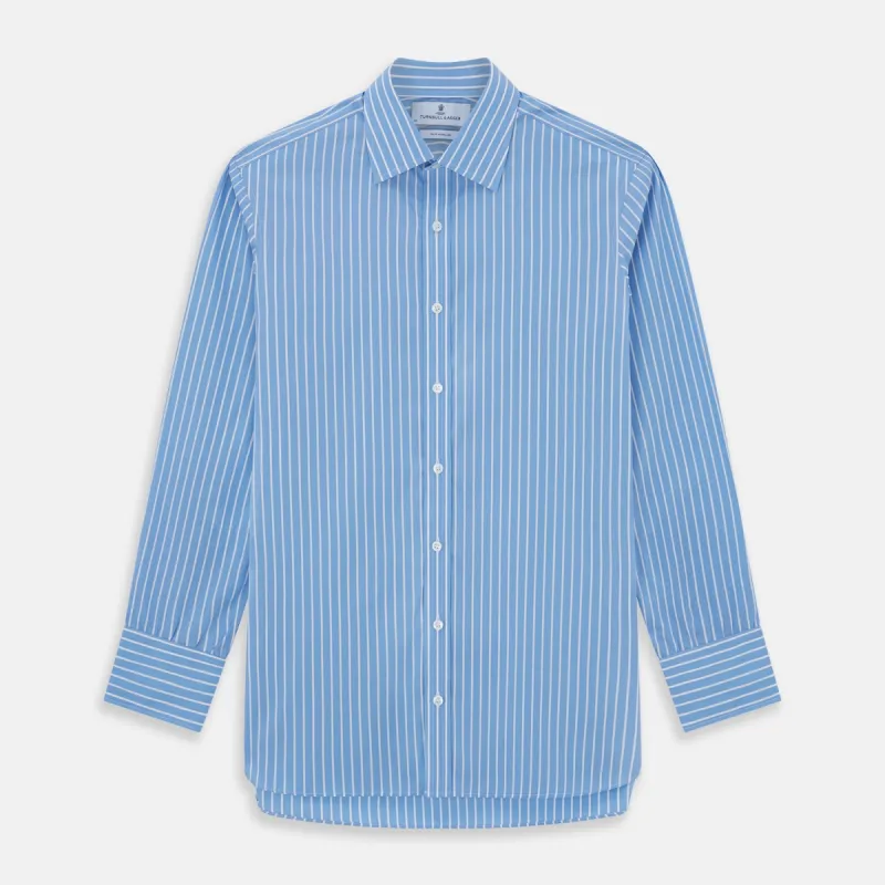 BLUE & WHITE STRIPE COTTON REGULAR FIT SHIRT sold by Turnbull & Asser
