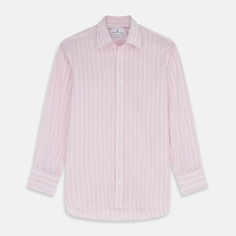 Pink and Peach Multi Stripe Cotton Regular Fit Whitby Shirt sold by Turnbull & Asser