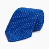 Long Blue and White Small Spot Printed Silk Tie sold by Turnbull & Asser