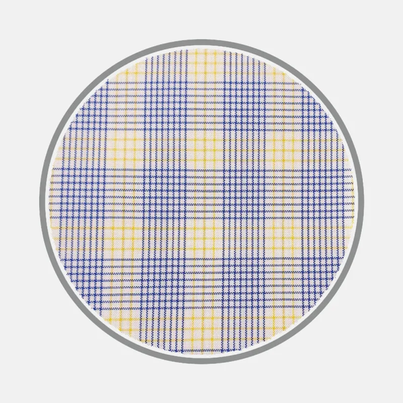 Blue and Yellow Multi Check Silverline Cotton Fabric sold by Turnbull & Asser