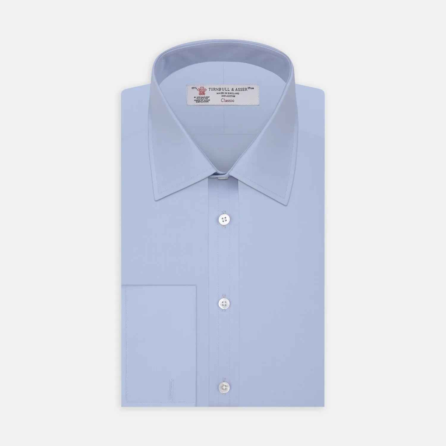 Light Blue Cotton Shirt with T&A Collar and Double Cuffs sold by Turnbull & Asser