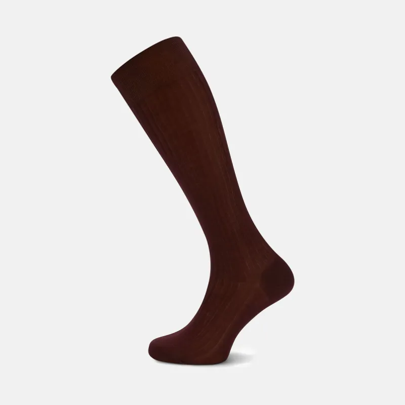 Oxblood Long Cotton Socks sold by Turnbull & Asser