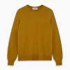 Gold Crew Neck Merino Jumper sold by Turnbull & Asser