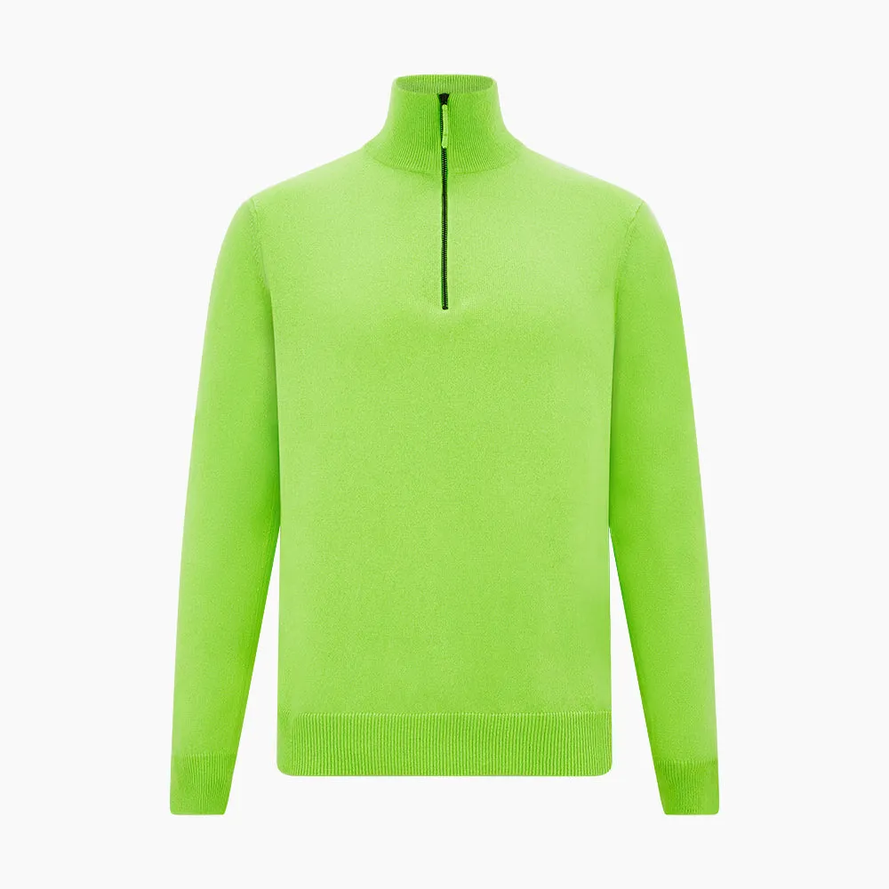 Neon Green Half-Zip Cashmere Jumper sold by Turnbull & Asser product image thumbnail 5