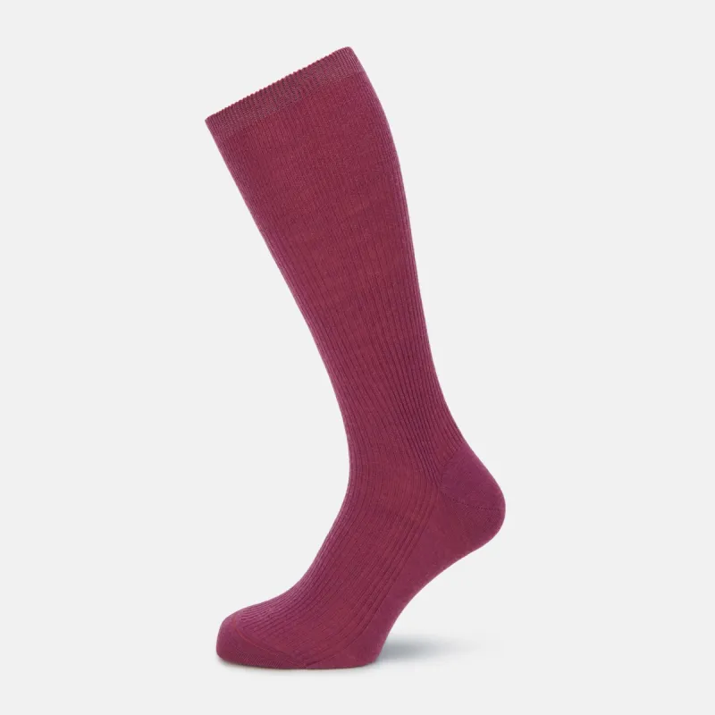 Mauve Mid-Length Merino Socks sold by Turnbull & Asser