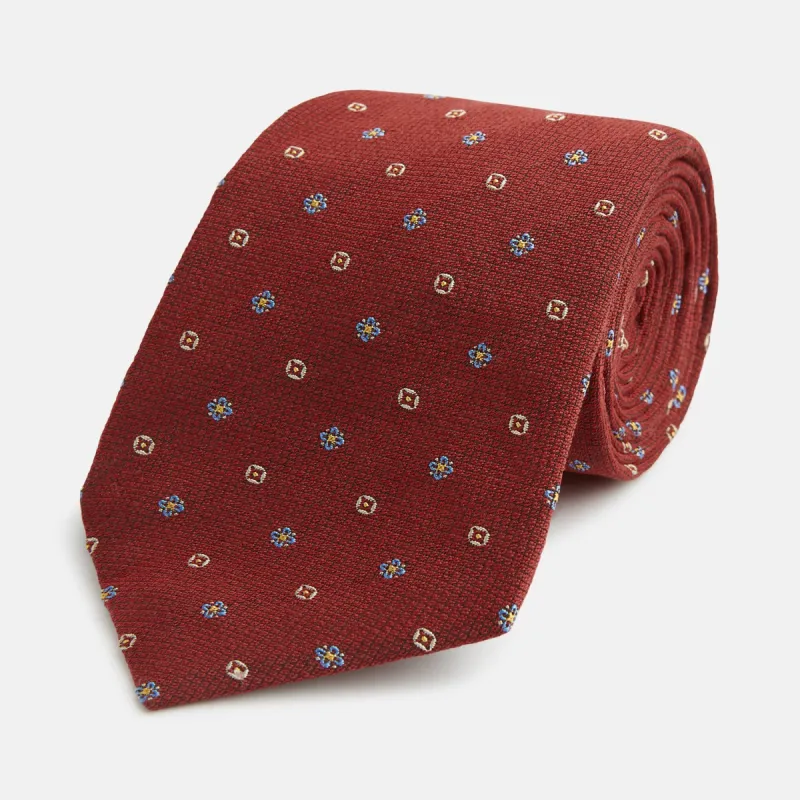 Red Motif Silk Tie sold by Turnbull & Asser