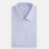 Blue and White Fine Bengal Stripe Sea Island Quality Cotton Shirt with T&A Collar and 3-Button Cuffs sold by Turnbull & Asser