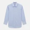 Blue and White Fine Bengal Stripe Sea Island Quality Cotton Shirt with T&A Collar and 3-Button Cuffs sold by Turnbull & Asser