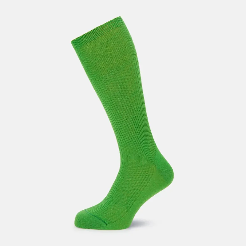 Bright Green Mid-Length Merino Socks sold by Turnbull & Asser