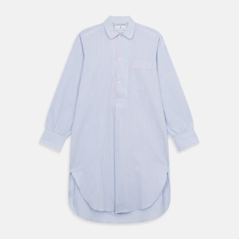 Blue and Pink Stripe Poplin Cotton Nightshirt sold by Turnbull & Asser