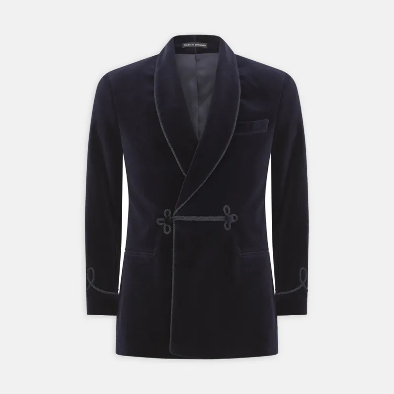 Navy Double Breasted Velvet Smoking Jacket sold by Turnbull & Asser