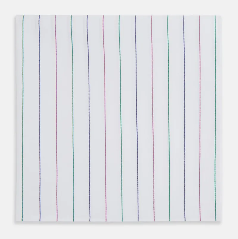 Hand Rolled Pink and Green Pinstripe Handkerchief sold by Turnbull & Asser