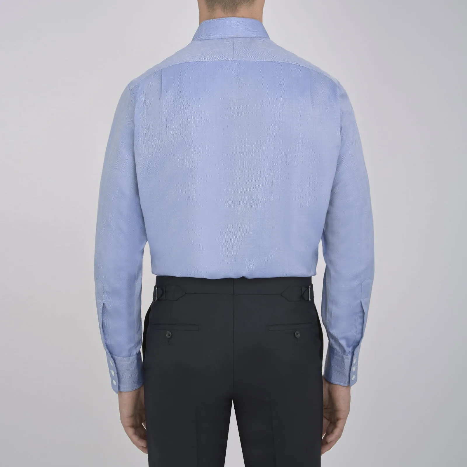 Blue Herringbone Superfine Cotton Shirt with T&A Collar and 3-Button Cuffs sold by Turnbull & Asser product image thumbnail 3