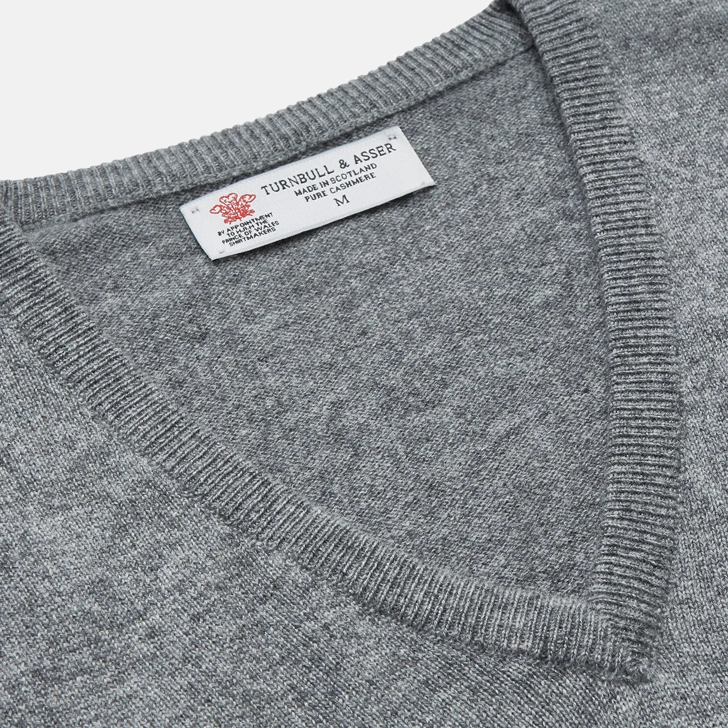 Flannel Grey V-Neck Cashmere Jumper sold by Turnbull & Asser product image thumbnail 2
