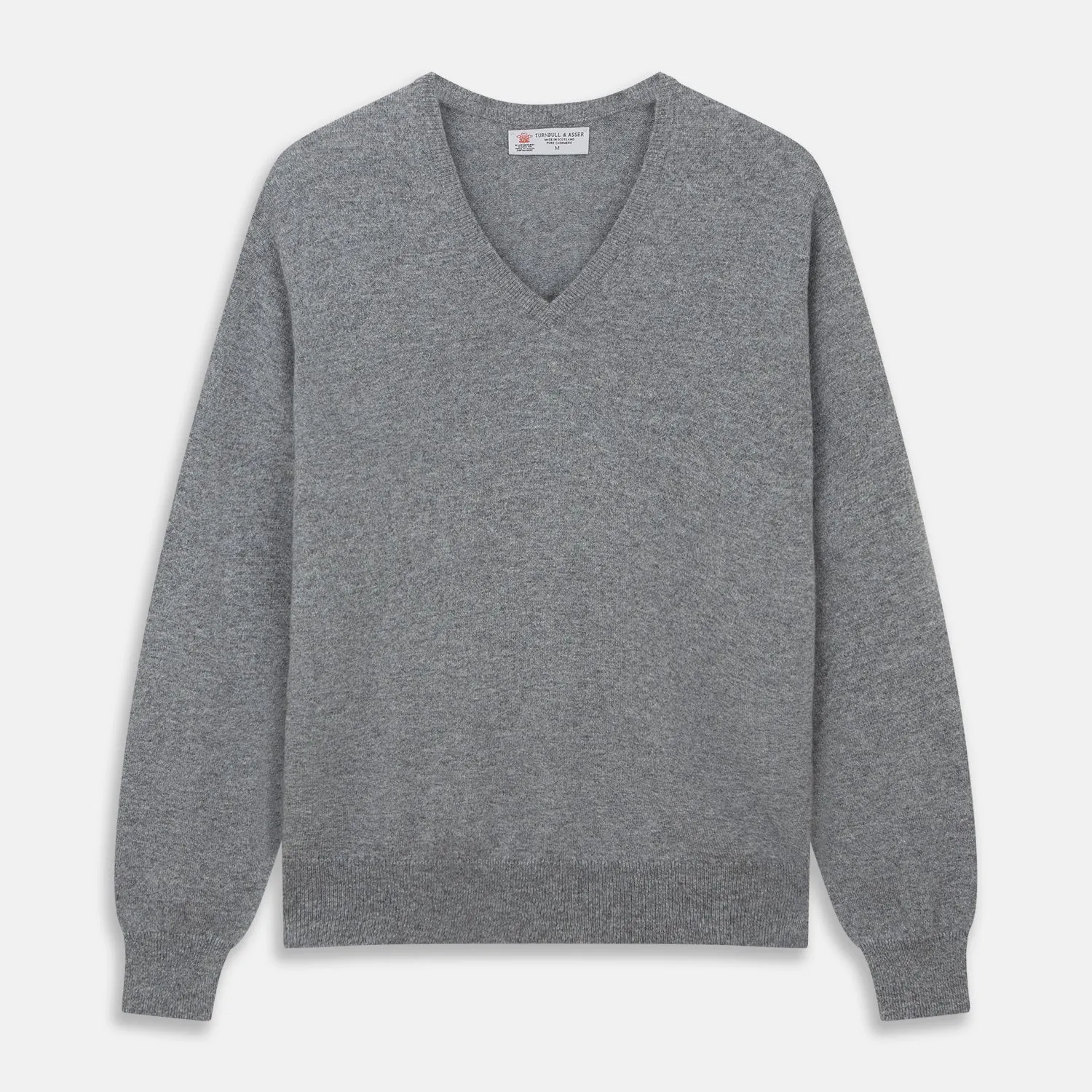 Flannel Grey V-Neck Cashmere Jumper sold by Turnbull & Asser