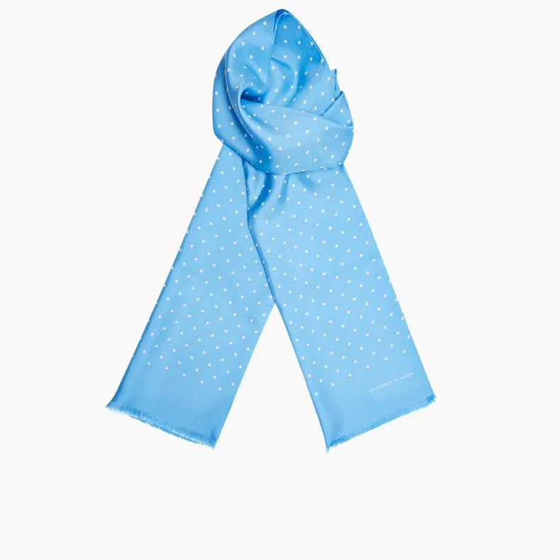 Azure and White Spotted Silk Scarf sold by Turnbull & Asser product image thumbnail 3
