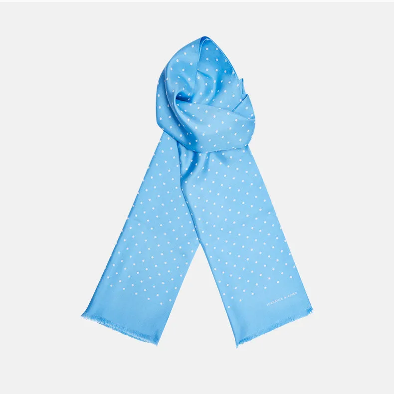 Azure and White Spotted Silk Scarf sold by Turnbull & Asser